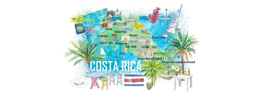 Mapa con las mejores playas de Costa Rica